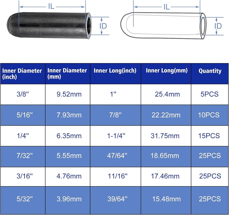 BUSY-CORNER 105 Pieces Vacuum Cap Assortment Kit, Dropper ID 3/8'' 5/16'' 1/4'' 7/32'' 5/32'' 3/16'', Hose Caps Kit for Car Carburetor Manifold - Image 3